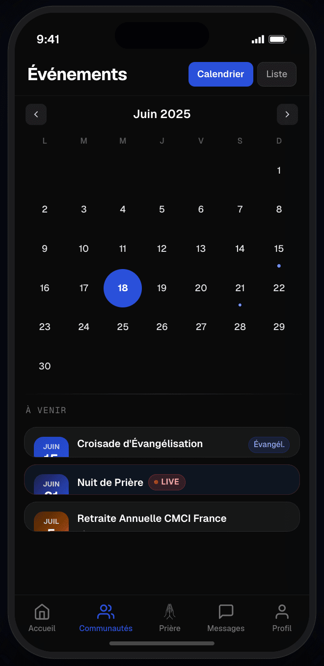 Calendrier des événements CMCI